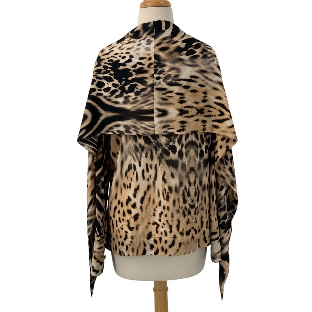 BLACK LABEL BY CHICOS Long Sleeve V-Neck Leopard Print Wrap Scarf‎ Blouse Size L - Picture 7 of 9